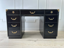 Load image into Gallery viewer, Ebonized Drexel Accolade Executive Campaign Desk w/File Drawers
